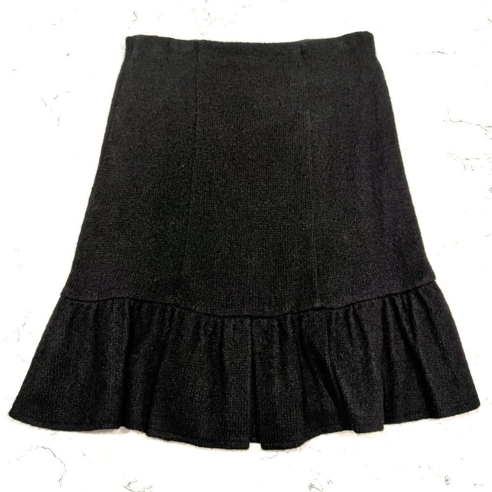 Nanette Lepore Women’s Vintage Black A-Line Fruffled Hem Skirt Size Small EUC